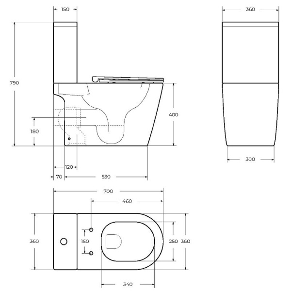 Унитаз напольный BelBagno Tre-TorBB673CP-MN-TOR/SC
